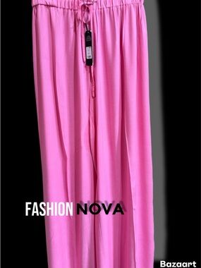 Fashion Nova Hot Pink Wide Leg Pants with Drawstring